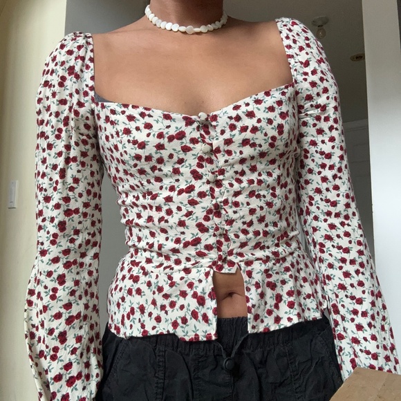 long sleeve corset floral top reformation 2 xs - Picture 1 of 5